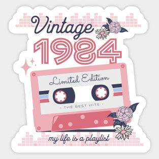 Vintage 1984 Limited Edition Music Cassette Birthday Gift Sticker